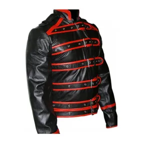 Men’s Black And Red Leather Rockstar Freddie Mercury Jacket Wembley