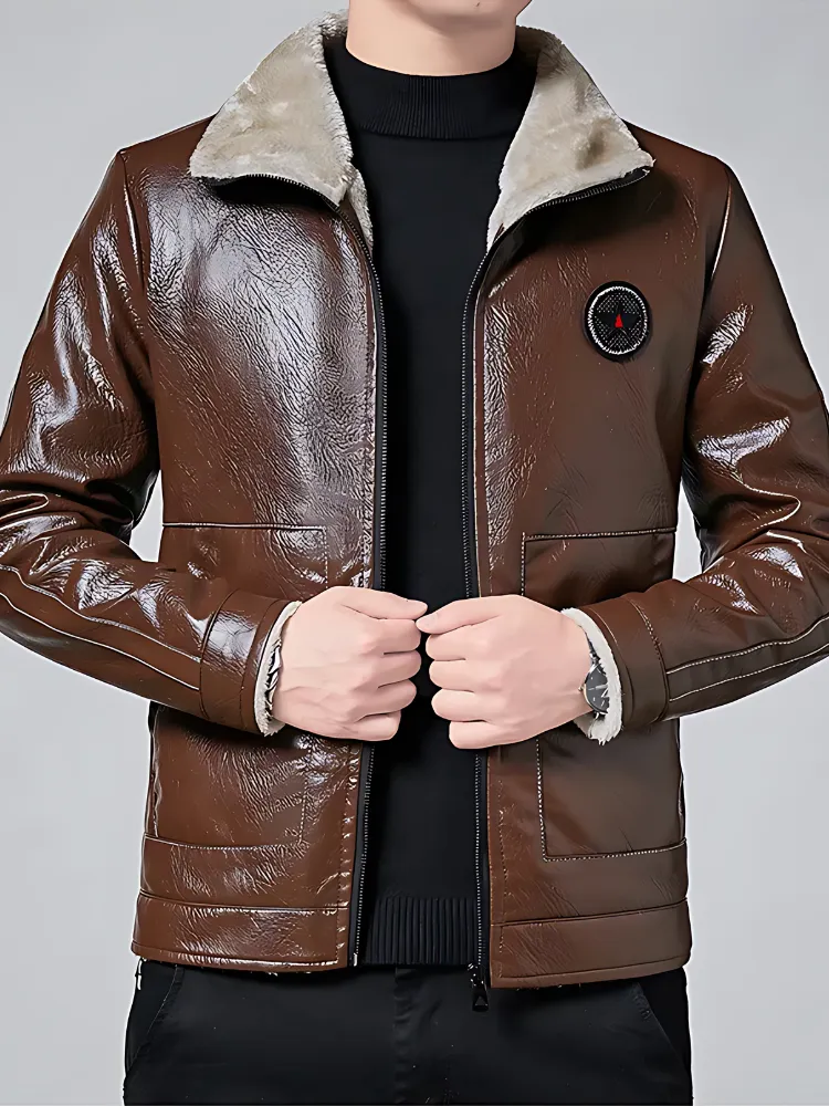 Mens Causal Leather Jacket