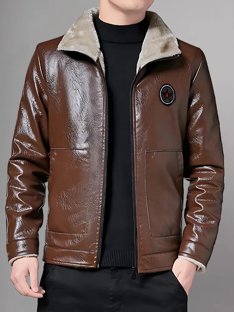 Mens Causal Leather Jacket