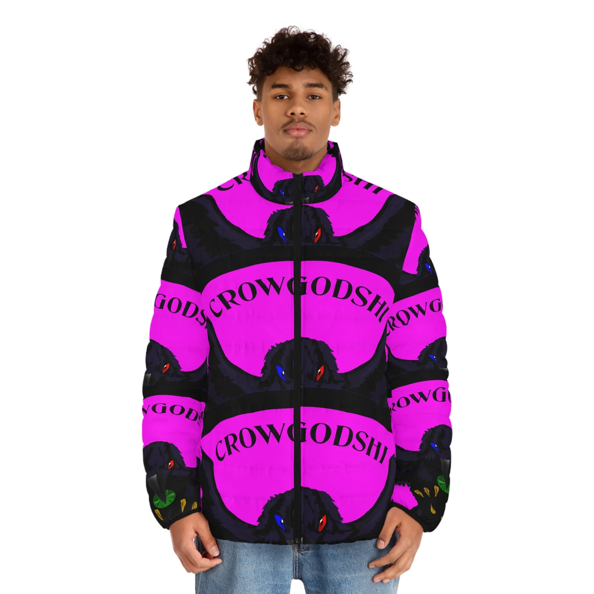 Men's Special Edition Crowgodshi Puffer Jacket, PINK LOGO