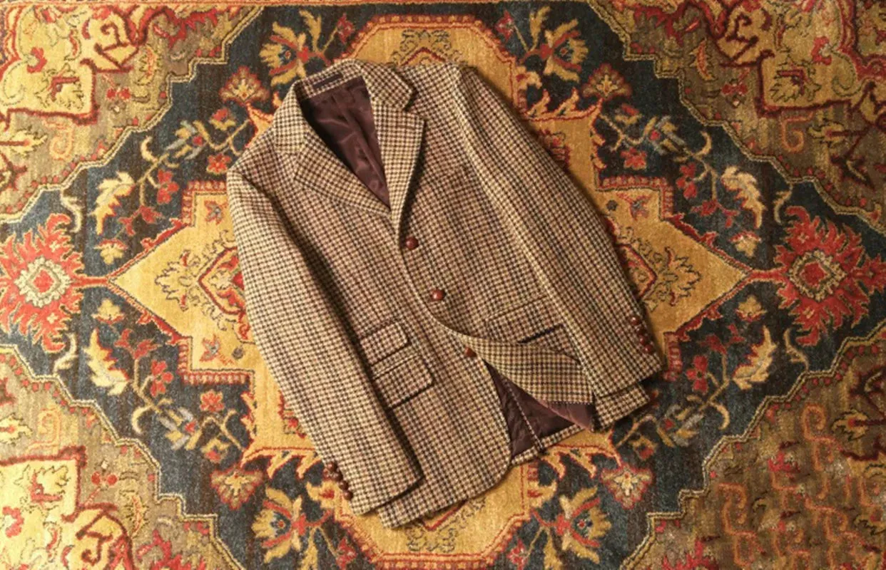 Men's Tweed Suit Hound's-tooth Tailored Jacket Blazer - Pure Wool