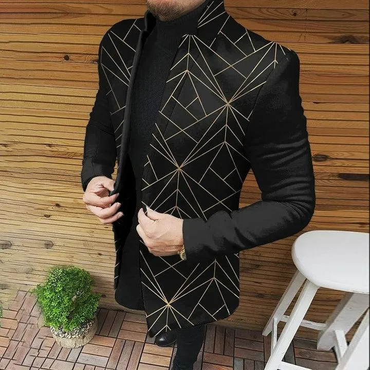 Men's Woolen Stand Collar Mid-length Trench Coat