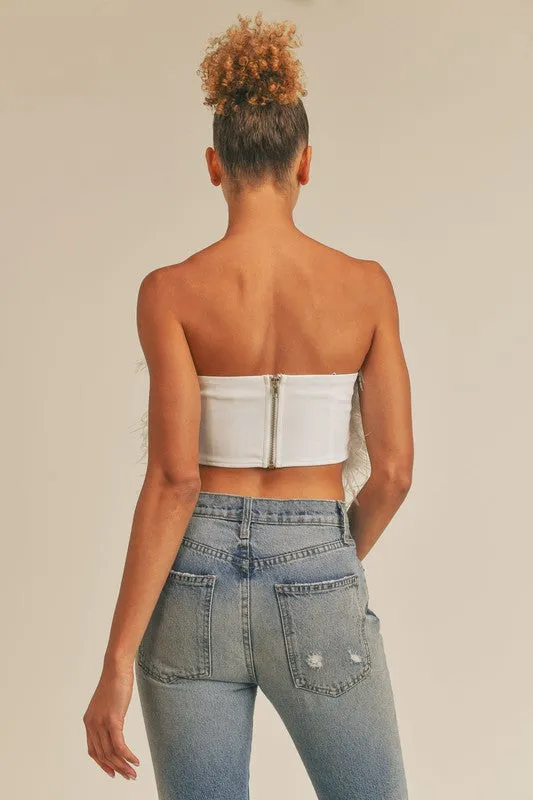 Micha Feather Tube Top (White)