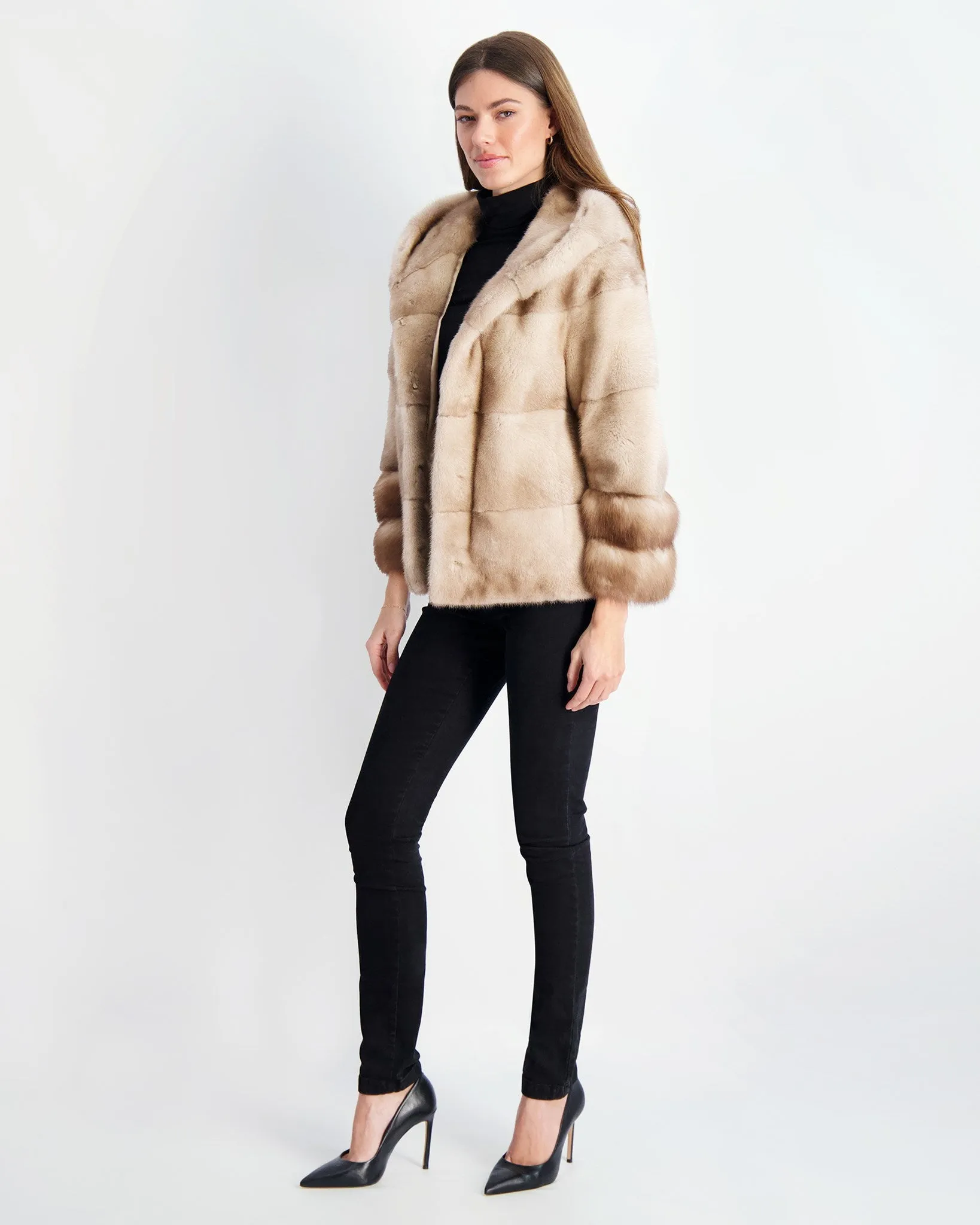 Mink Parka with Stone Marten Cuffs