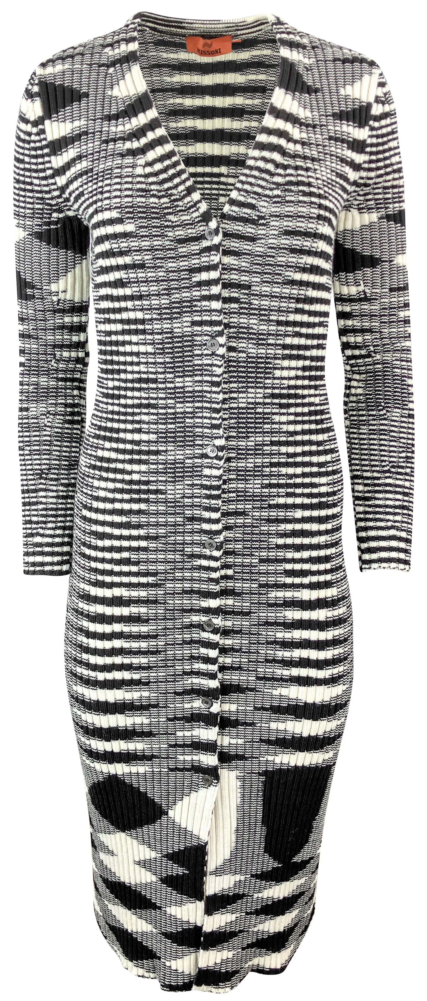 Missoni Knitted Space Dyed Midi Dress in Black/Cream