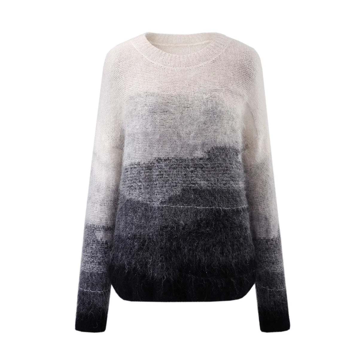 Mohair Crew Neck Gradient Loose Knitted Sweater