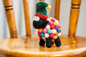 Multicoloured Sheep Collectable with Elf Hat