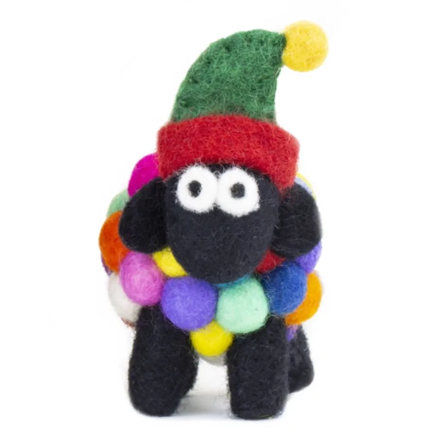 Multicoloured Sheep Collectable with Elf Hat