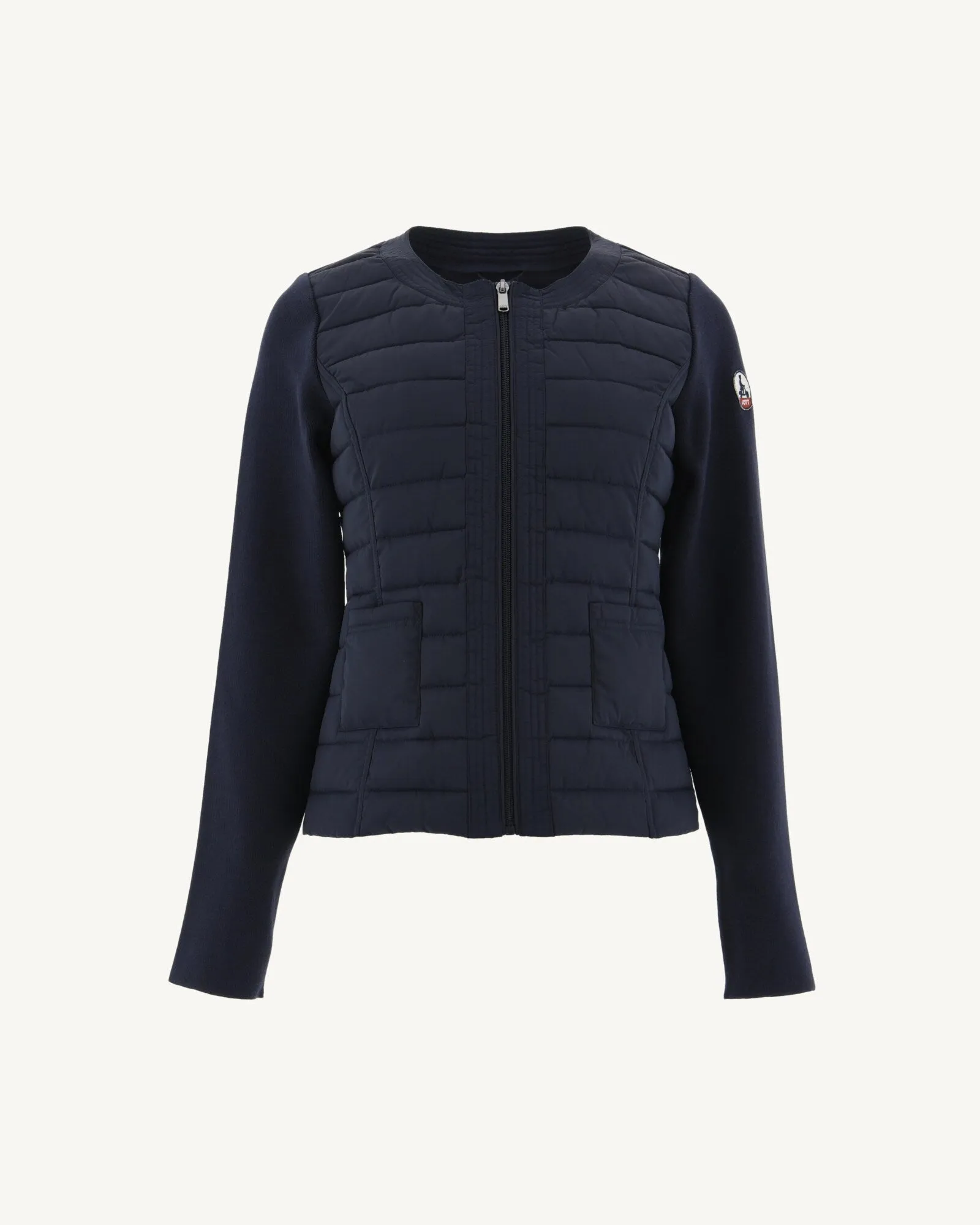 Navy Almeria lightweight bi-fabric puffer jacket