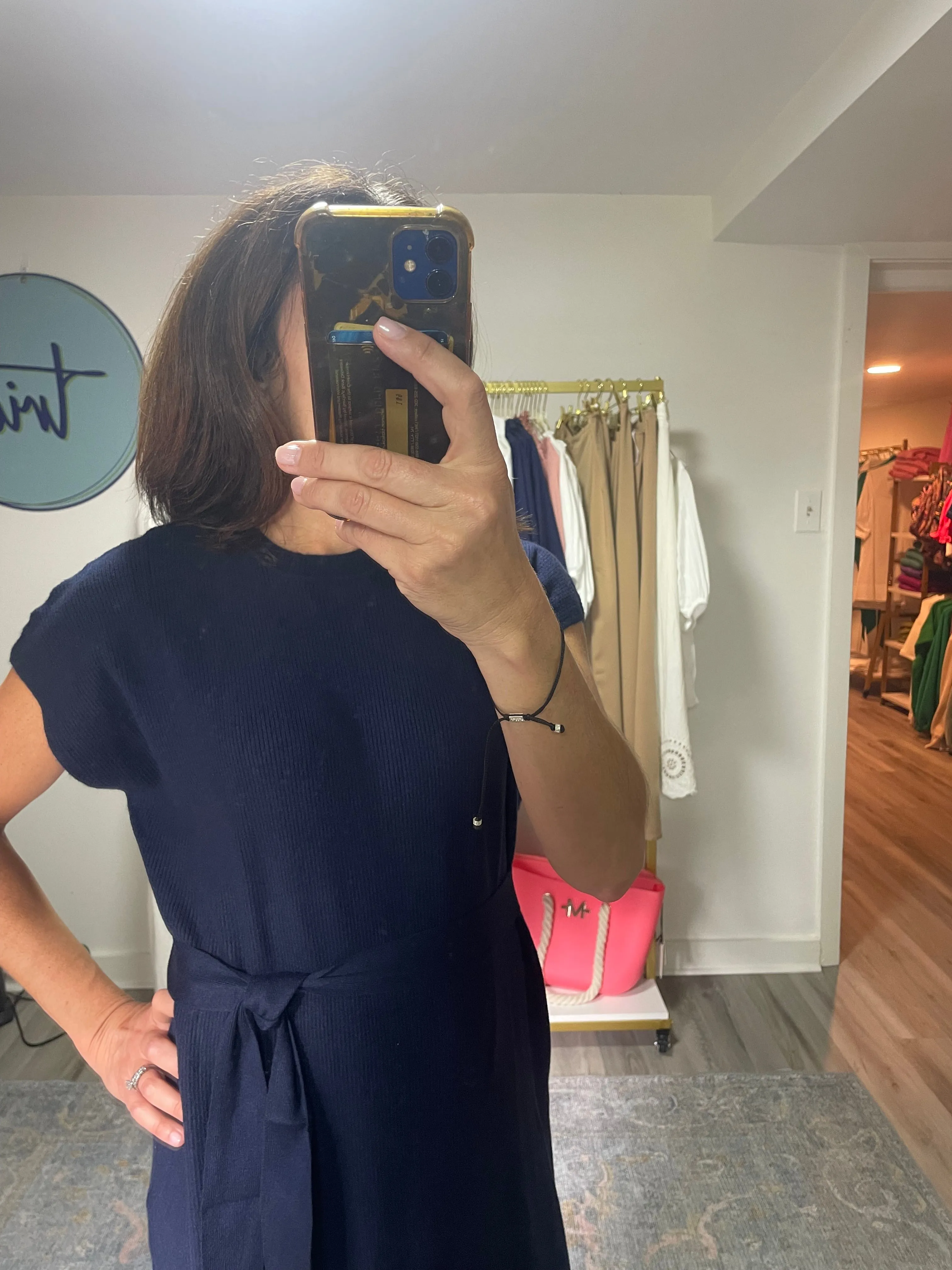 Navy Knit Midi Dress