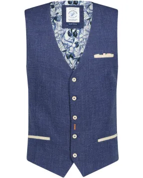 Navy Linen Look Waistcoat