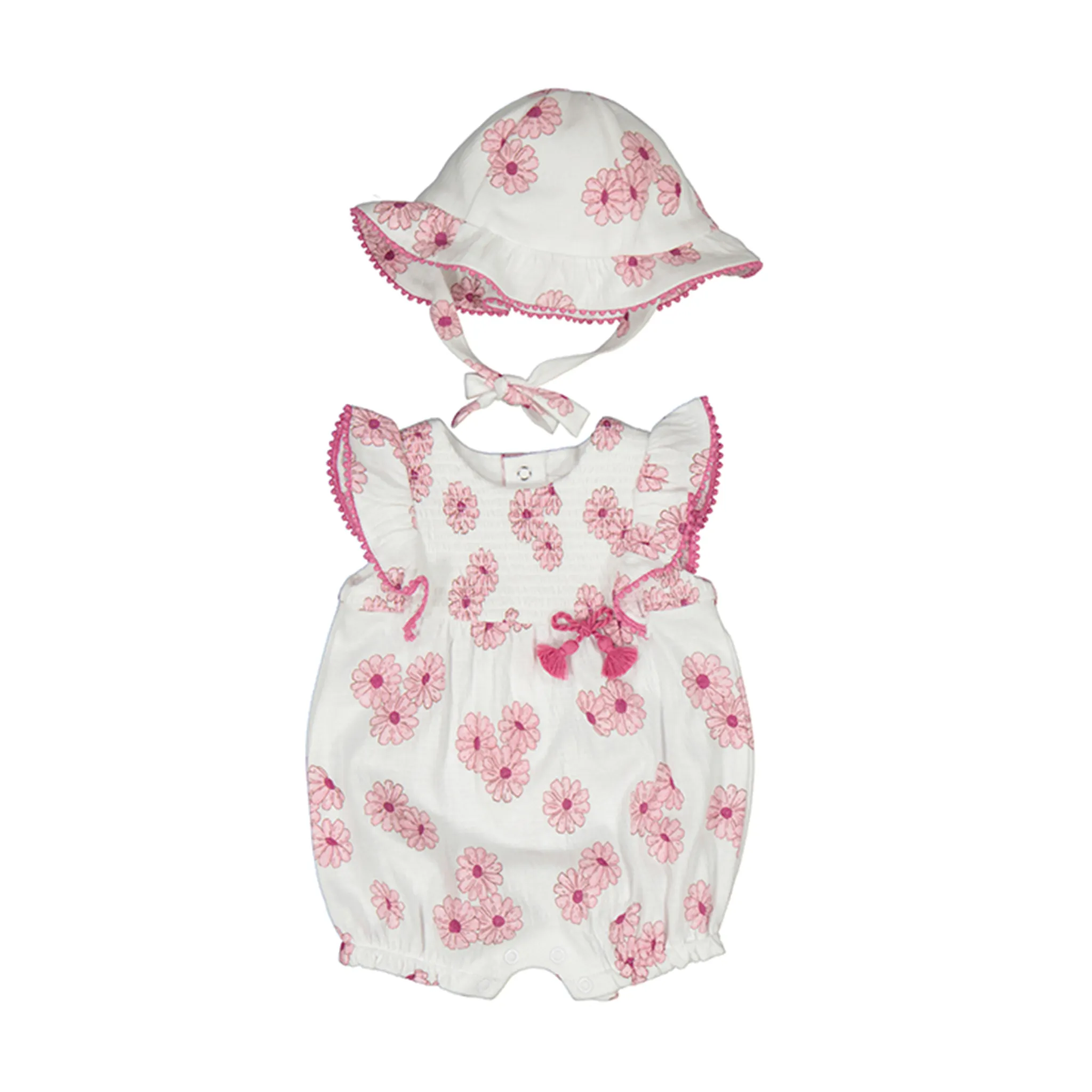 Newborn Floral Romper With Hat Set