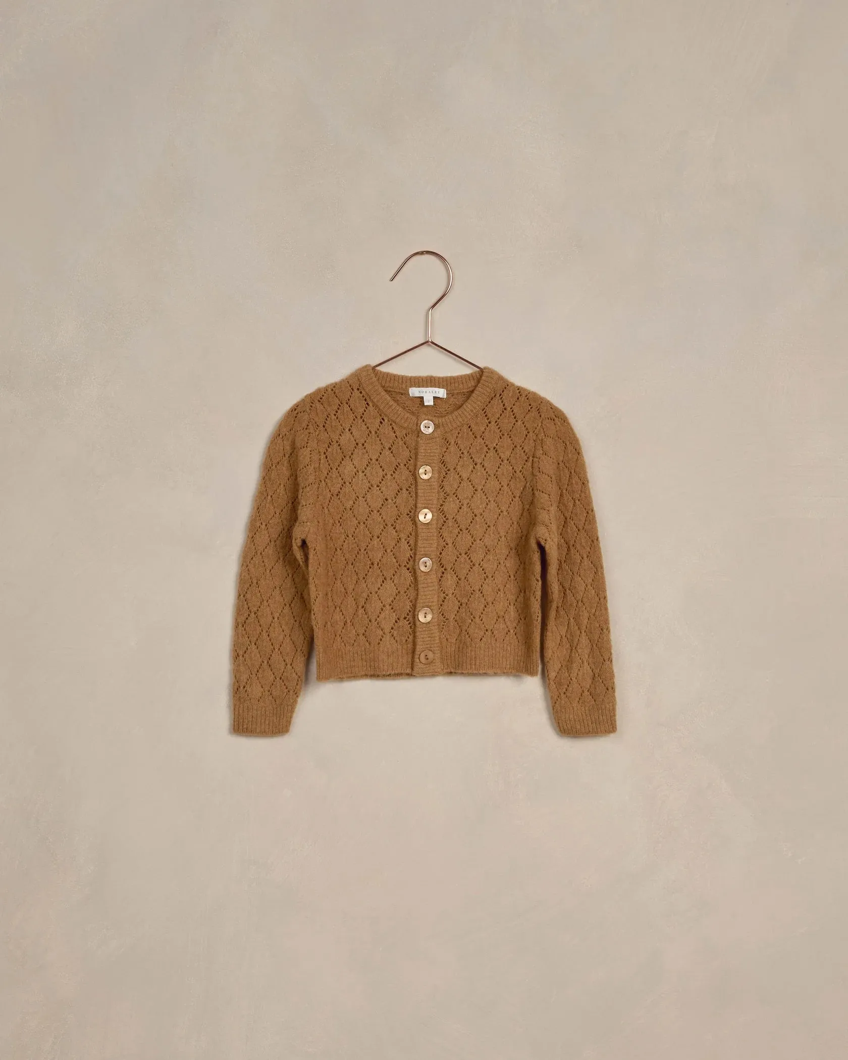 Nora Lee Cropped Pointelle Cardigan - Golden