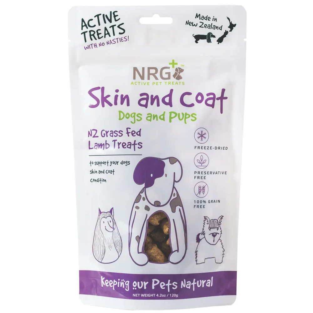 NRG  Skin & Coat NZ Grass Fed Lamb Freeze-Dried Dog Treats 120g