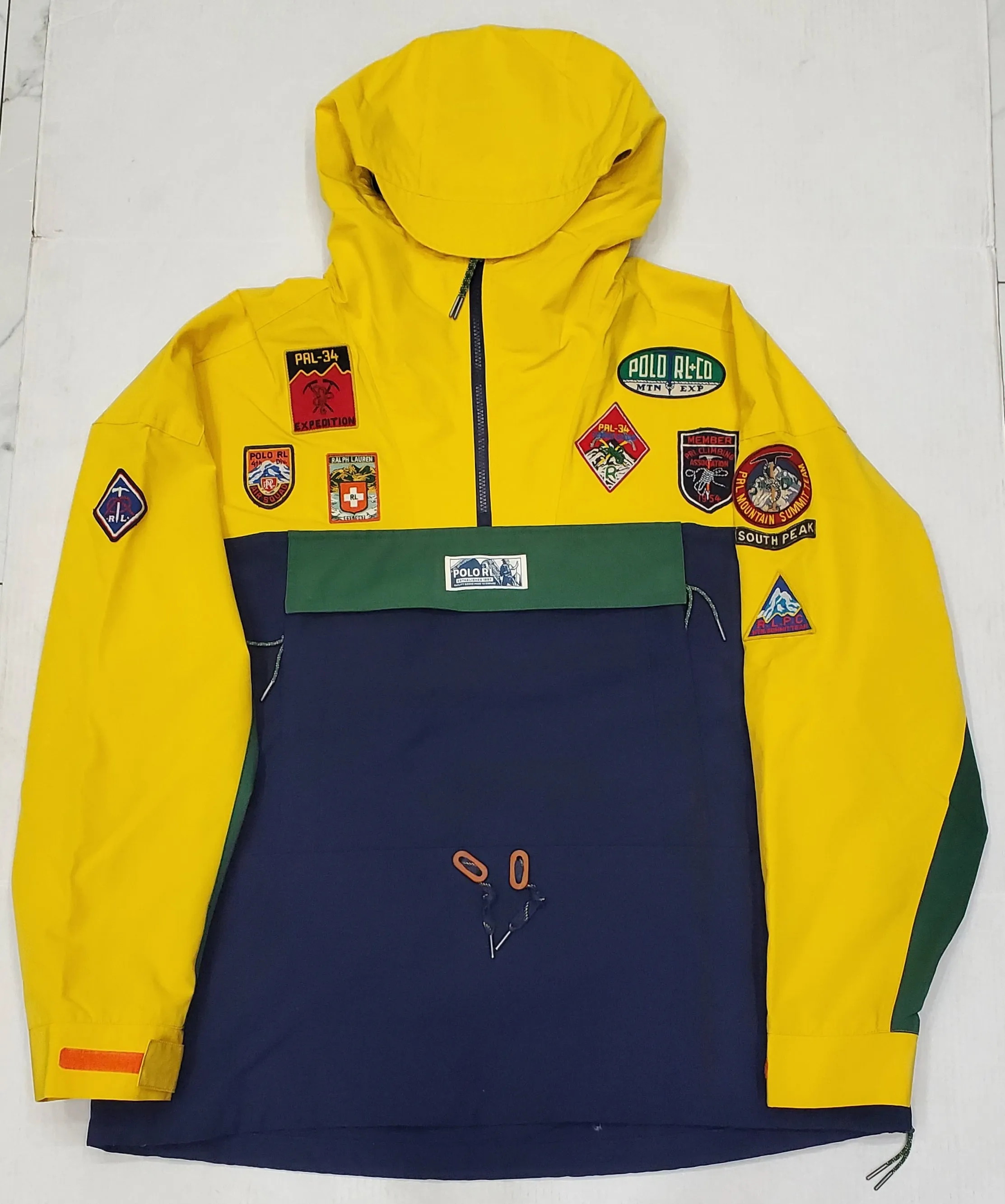 Nwt Polo Ralph Lauren Yellow/Navy Patches Classic Fit Pullover Jacket