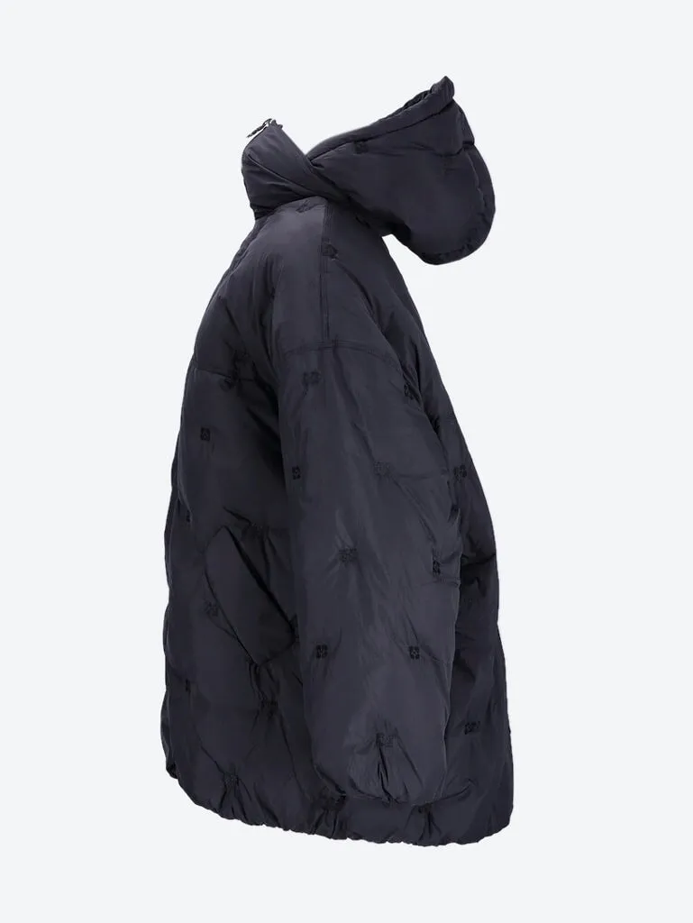 Nylon tech puffer midi jacket