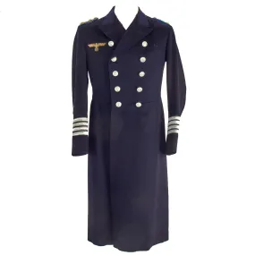 Original German WWII German Kriegsmarine Navy Construction Admin Captain’s Wool Overcoat