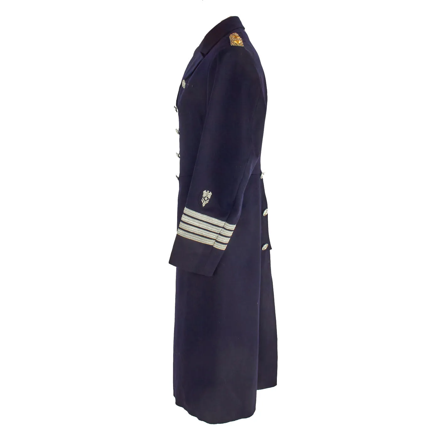 Original German WWII German Kriegsmarine Navy Construction Admin Captain’s Wool Overcoat