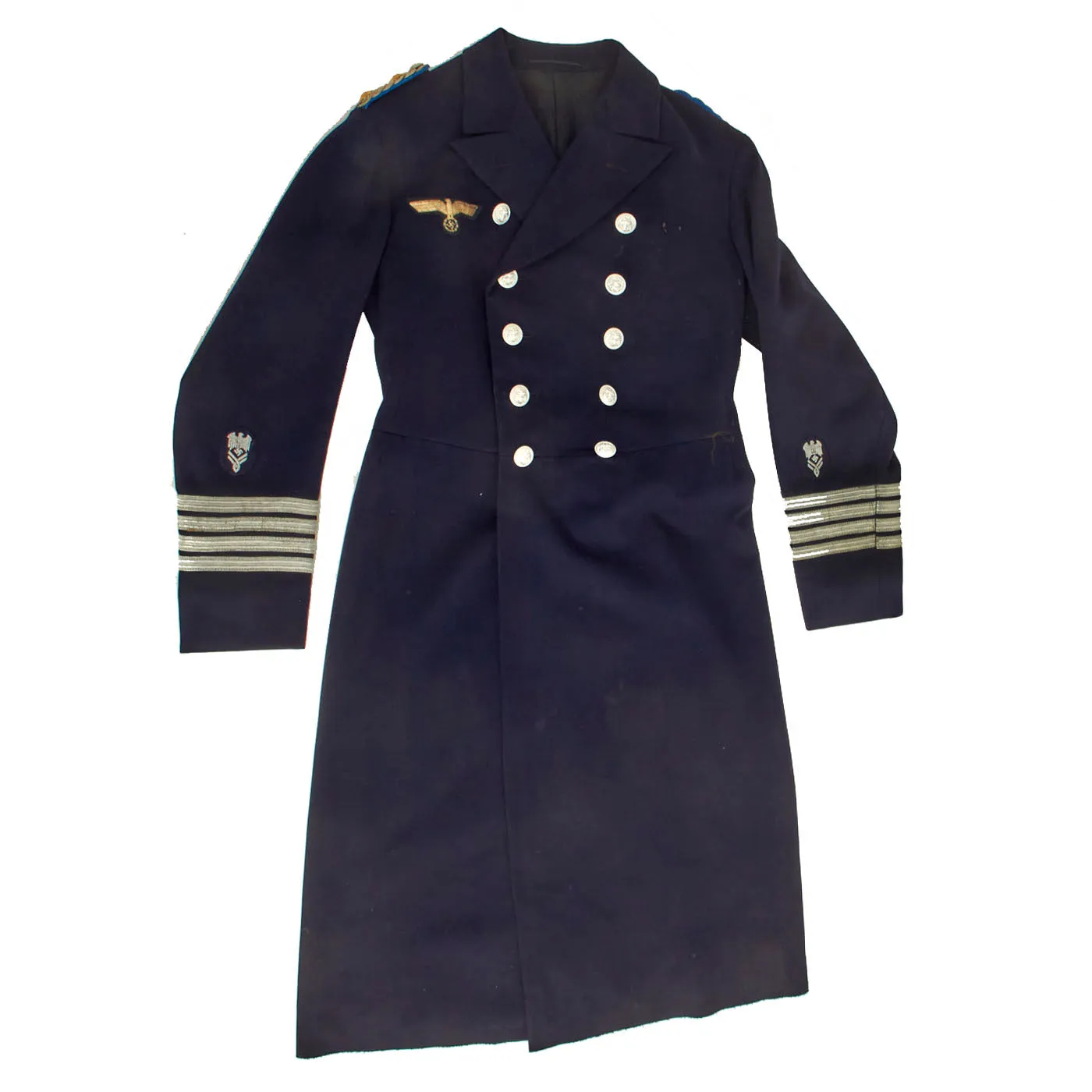 Original German WWII German Kriegsmarine Navy Construction Admin Captain’s Wool Overcoat