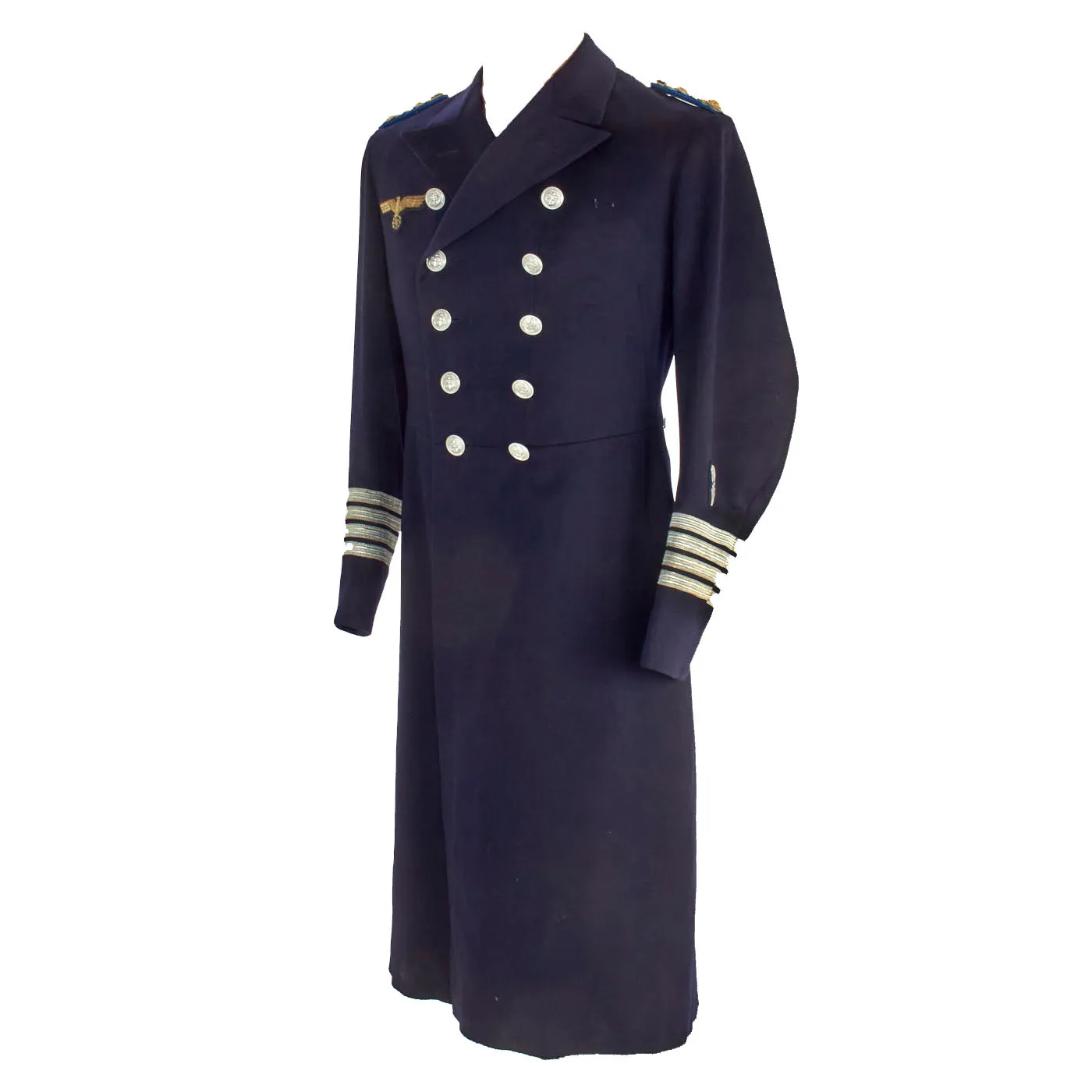 Original German WWII German Kriegsmarine Navy Construction Admin Captain’s Wool Overcoat