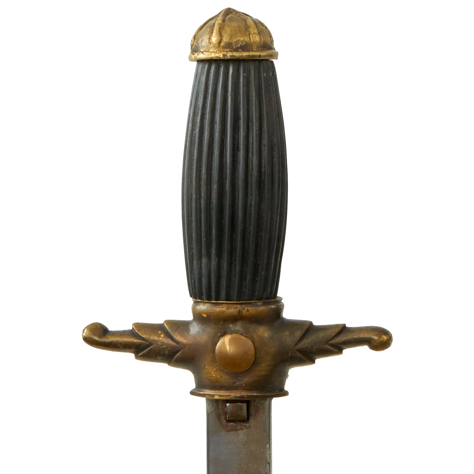 Original Hungarian Early WWII Era Kingdom of Hungary Firefighter Dress Dagger With Ornate Blade and Brass Scabbard by Lajos Mészáros, Budapest