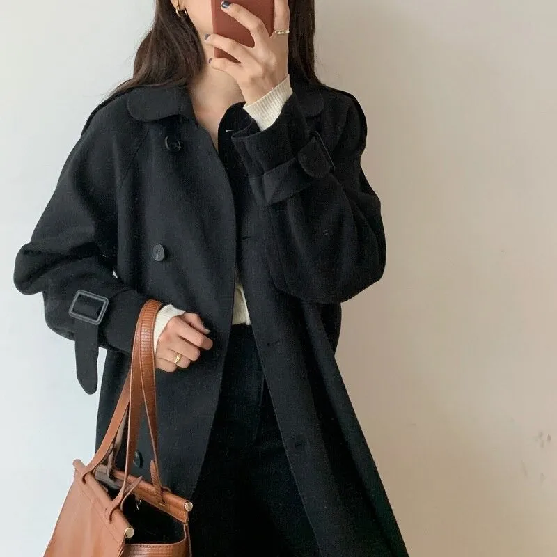 Oversize Fashion Cashmere Wool Long Thick Warm Woolen Trench Overcoat