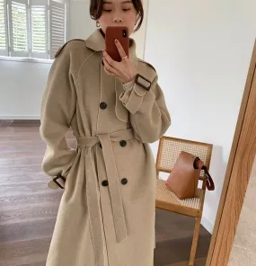 Oversize Fashion Cashmere Wool Long Thick Warm Woolen Trench Overcoat