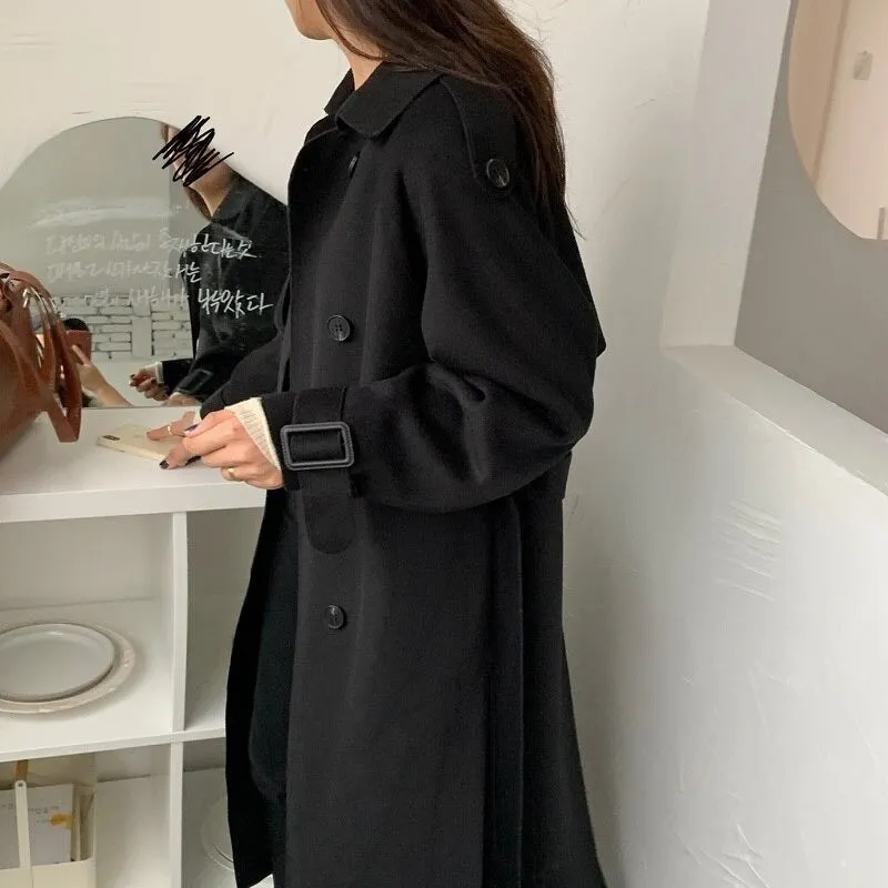 Oversize Fashion Cashmere Wool Long Thick Warm Woolen Trench Overcoat