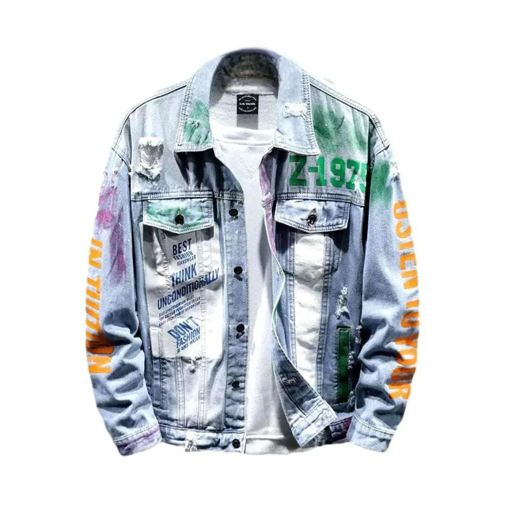 Painted y2k men's denim jacket