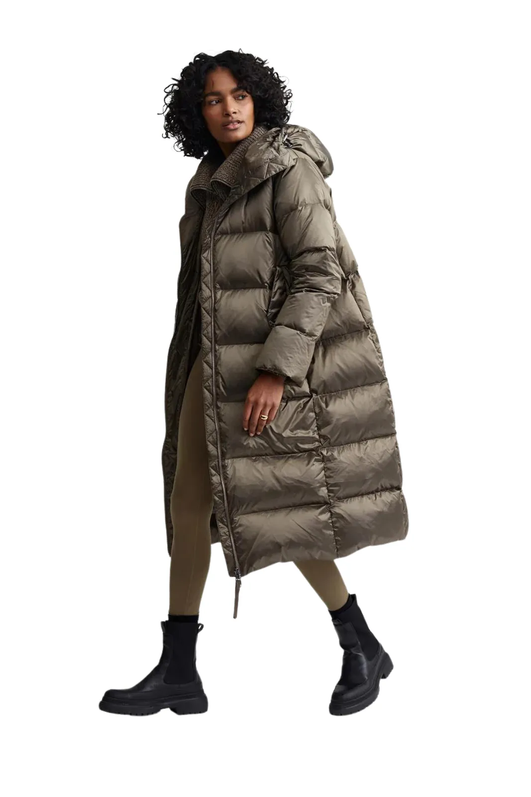 Payton Puffer Coat Brushed Olive Metallic