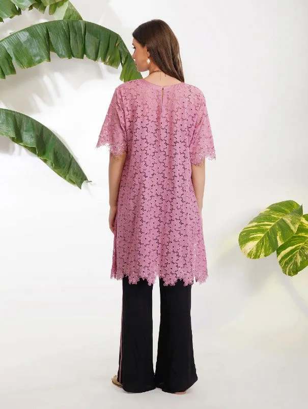 Pink Broderie Anglaise Tunic Set (Set of 2)