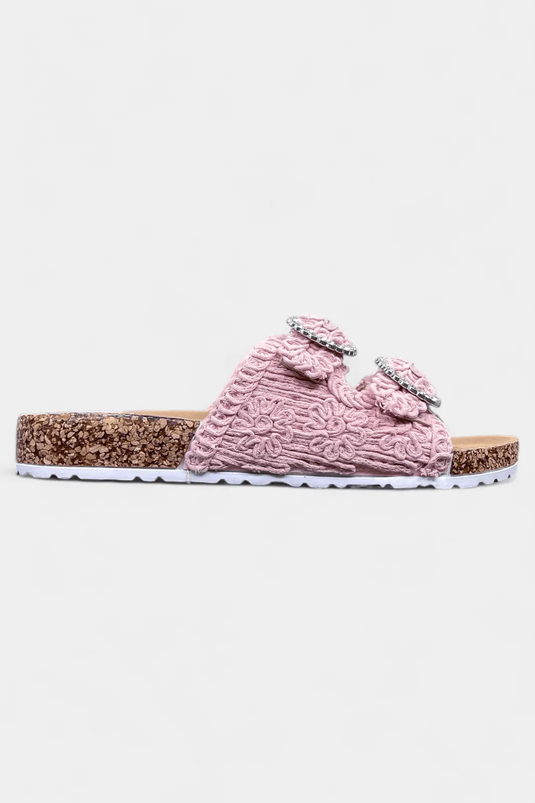 Pink Knit Slip On Sandals