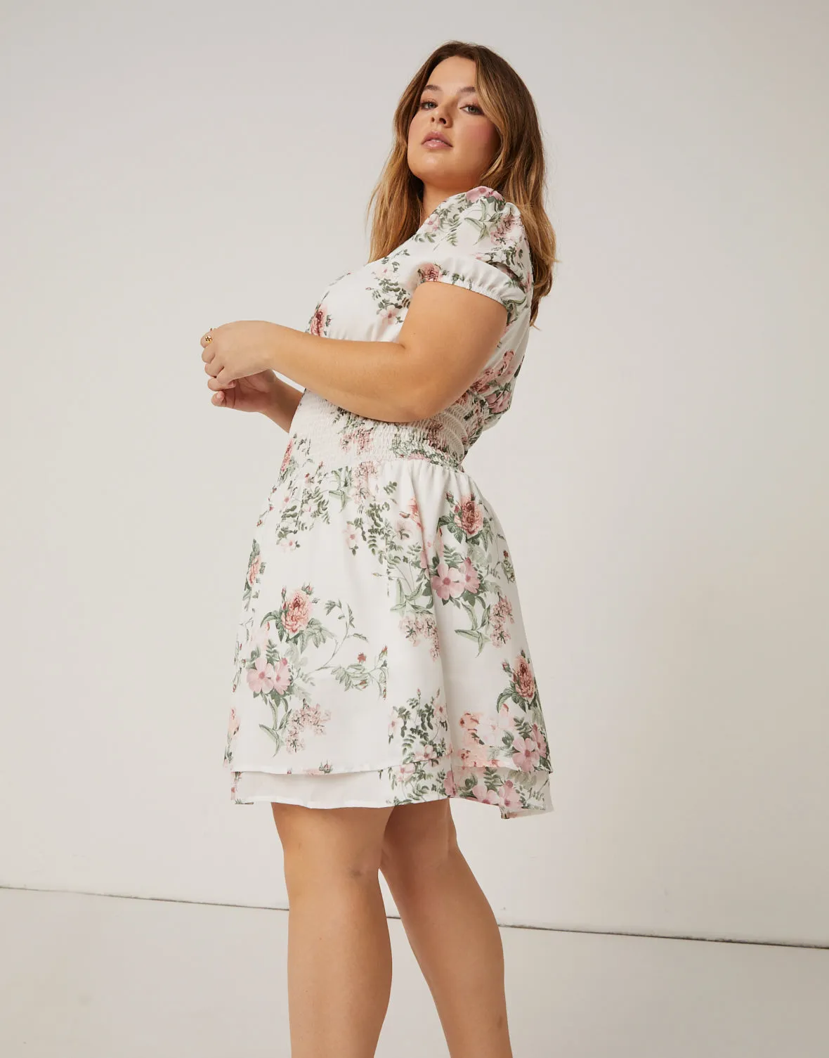 Plus Size Floral Baby Doll Dress