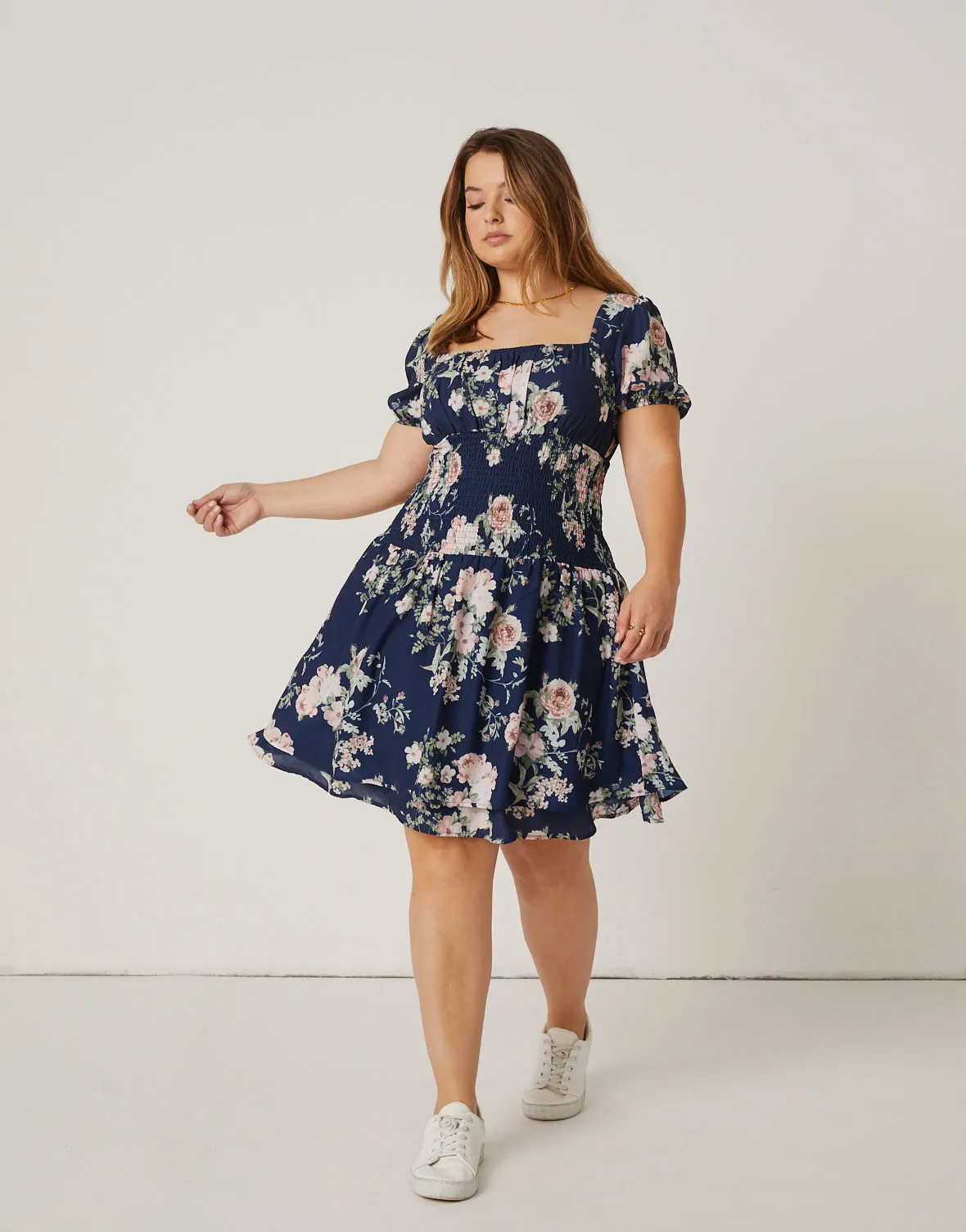 Plus Size Floral Baby Doll Dress