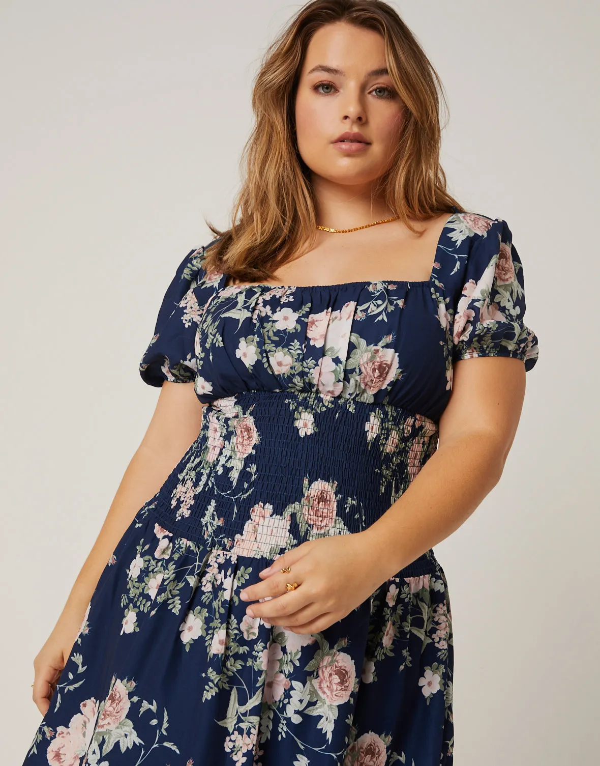 Plus Size Floral Baby Doll Dress