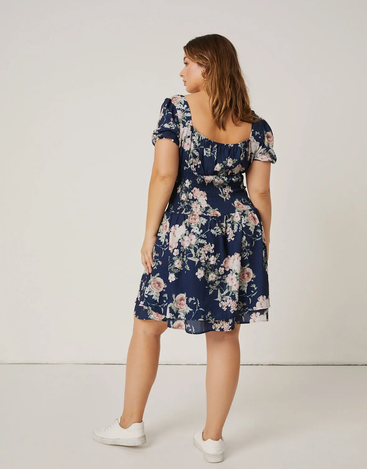 Plus Size Floral Baby Doll Dress