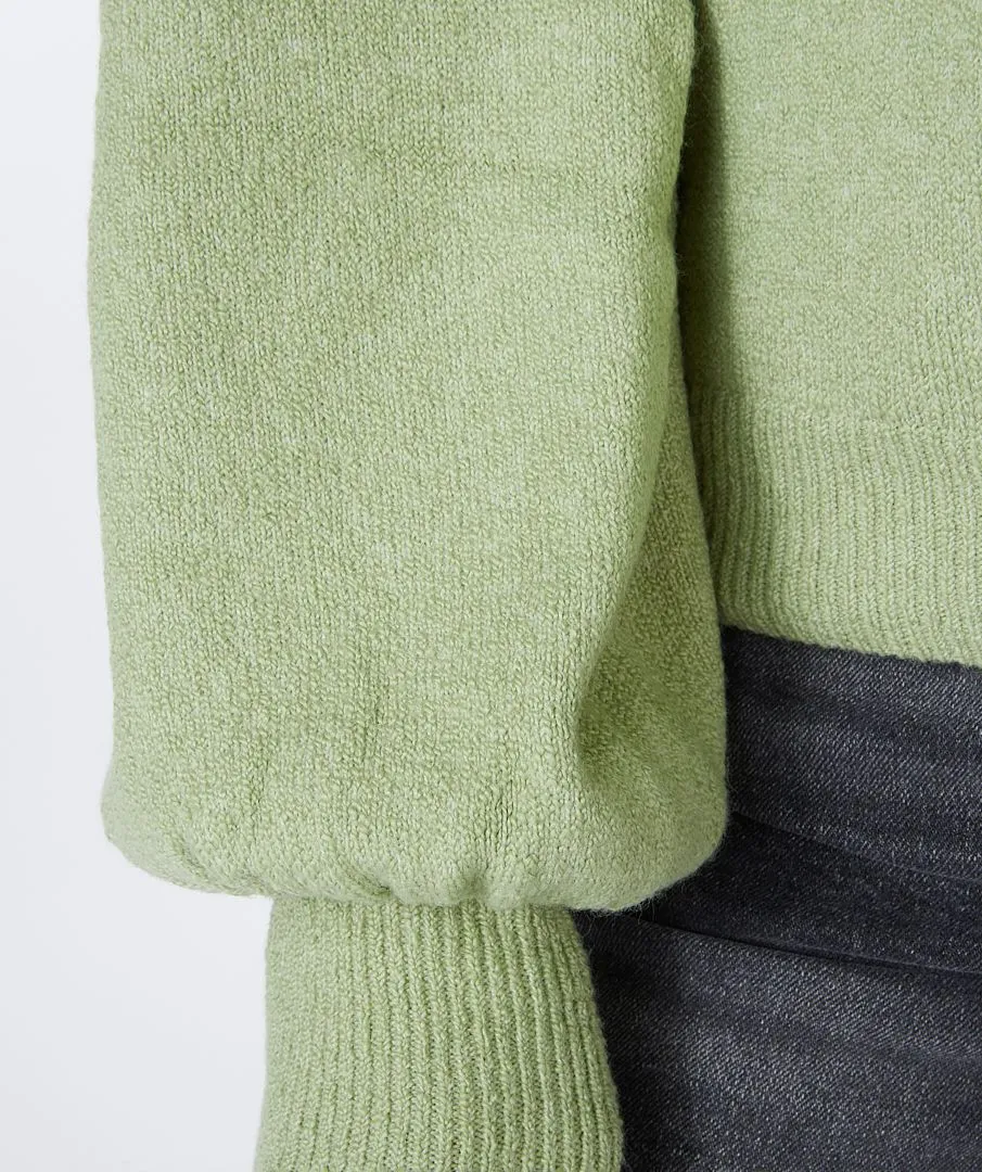 Puff Shoulder V Neck Sweater