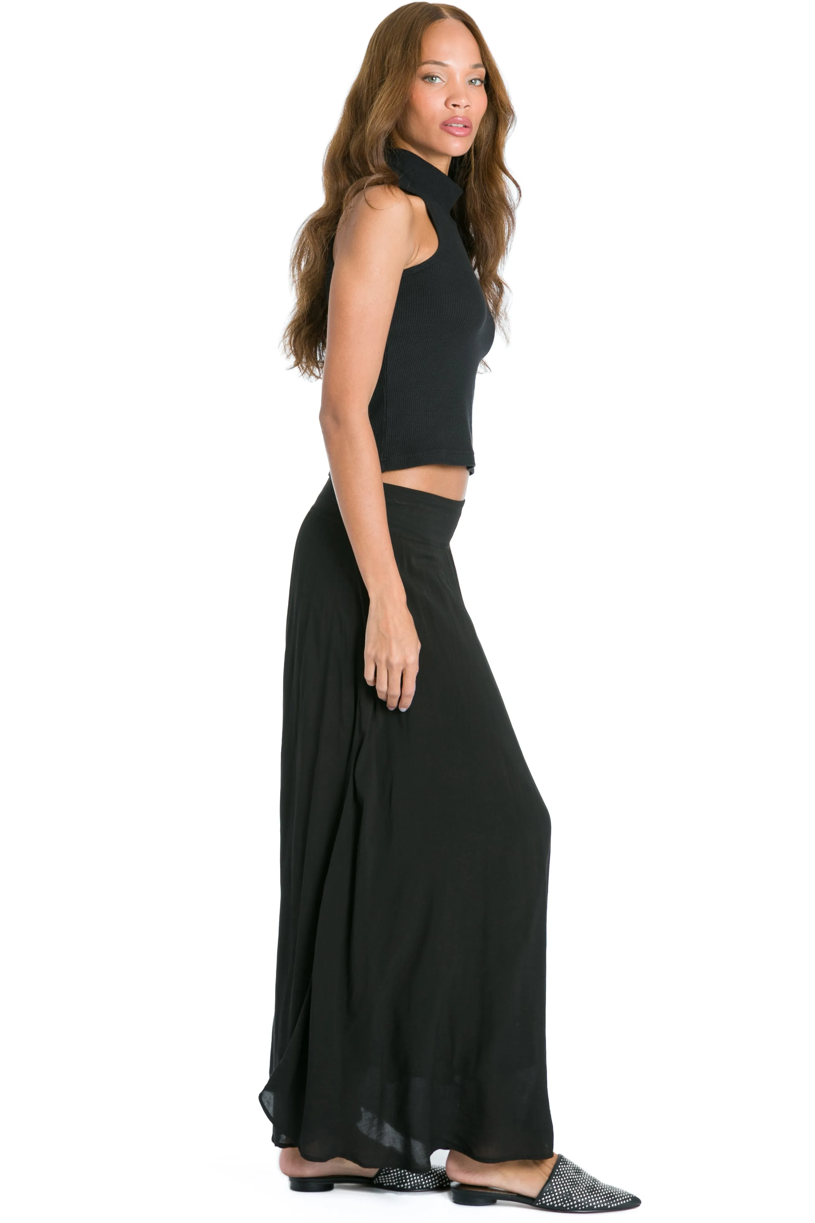 Pull-On Double Layered Maxi Skirt