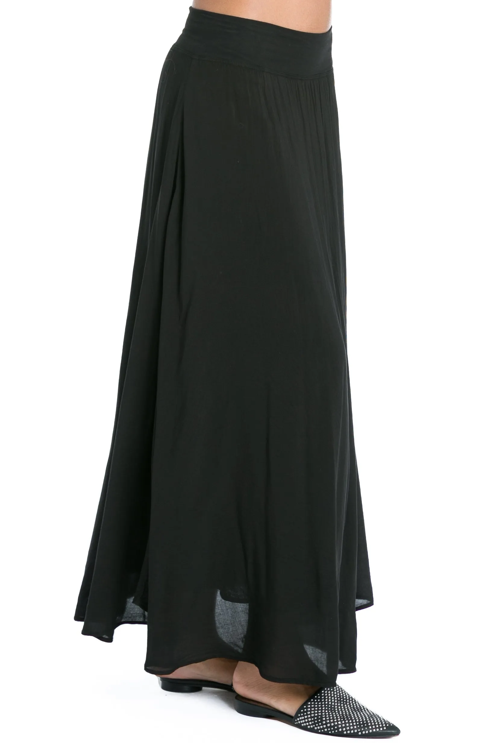 Pull-On Double Layered Maxi Skirt