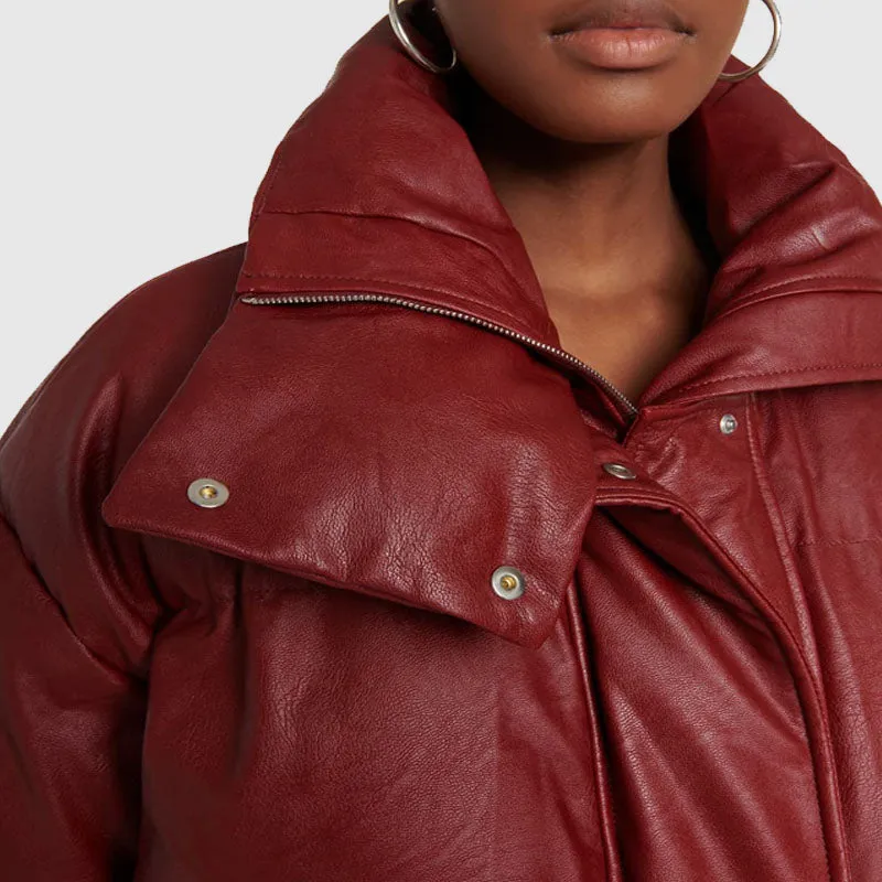 Purchase Best Style Winter Puffer Padded faux leather jacket For Sale