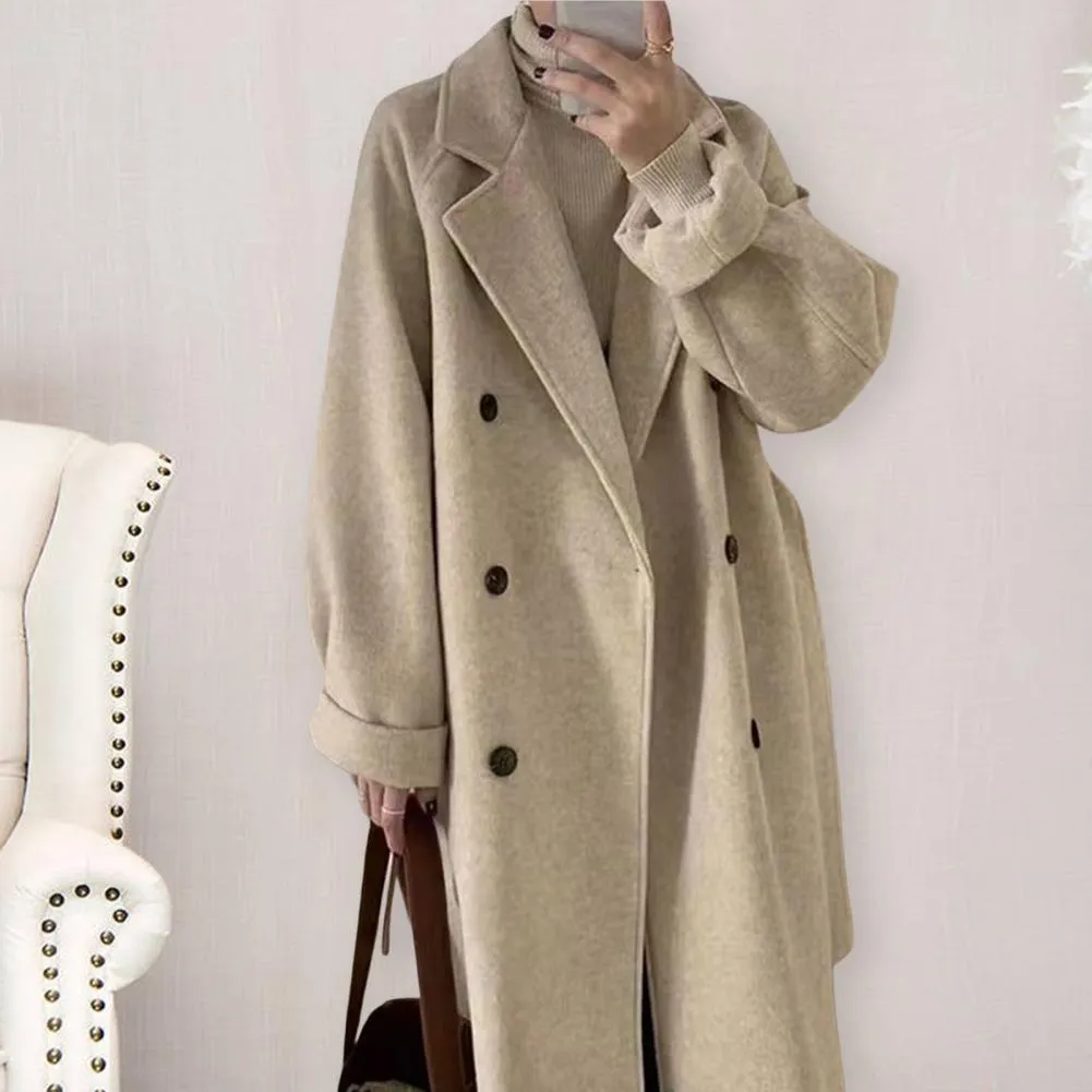 Purpdrank - 2023 Women Woolen Coat Washable  Stylish Buttons Belt Overcoat Autumn Winter Women Outwear Long Sleeve Streetwear Y2k New