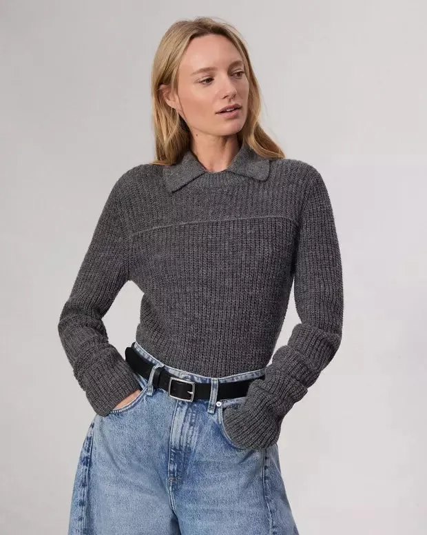 Rag & Bone Madix Polo Sweater in Charoal