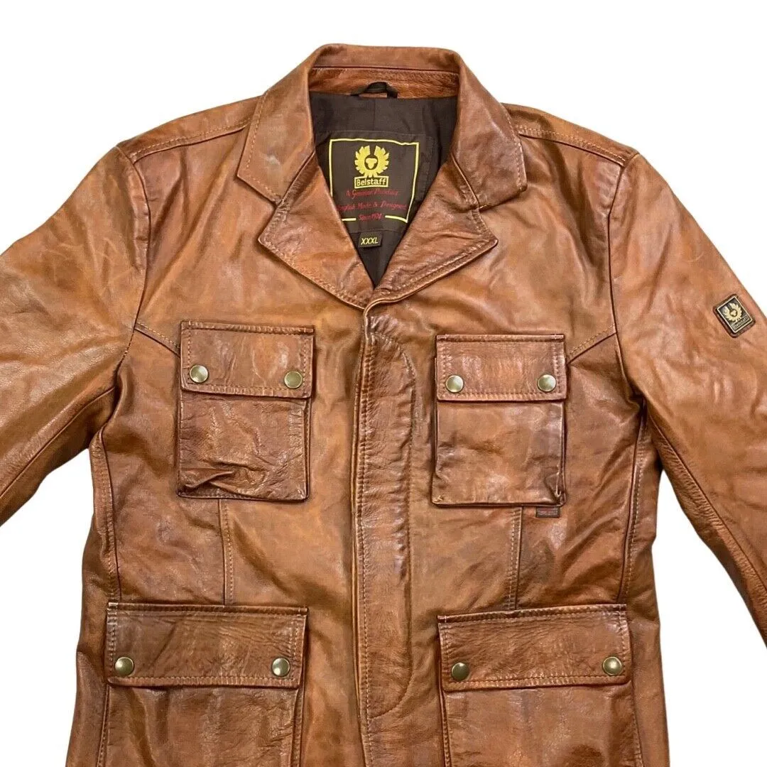 RARE BELSTAFF LEATHER DOUGLAS BLAZER MOTORCYCLE JACKET  MALENOTTI GOLD LABEL XXX