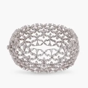 Rasika Blossoming Floral CZ Silver Bangle