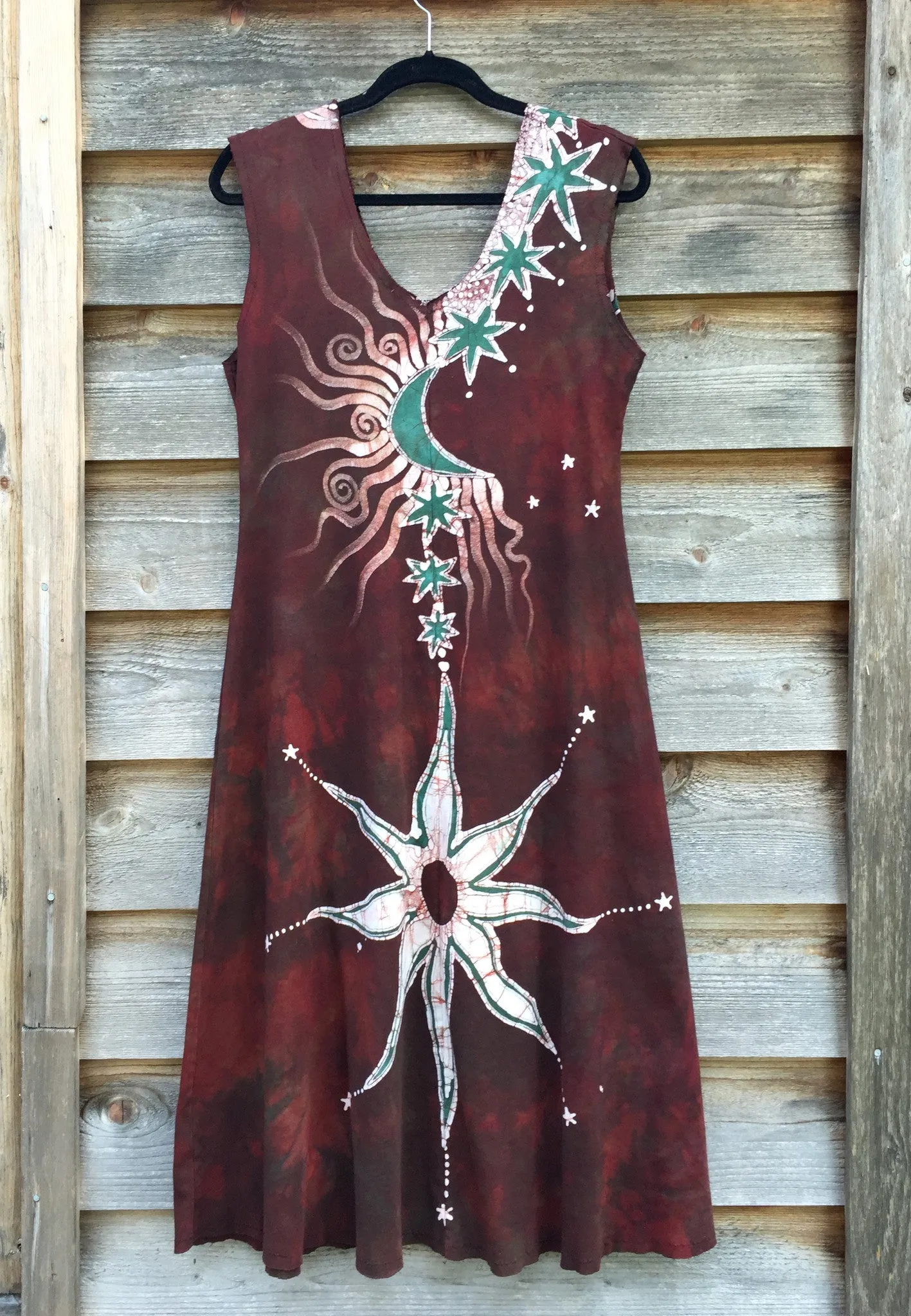 Red Earth Star Organic Cotton Batik Dress