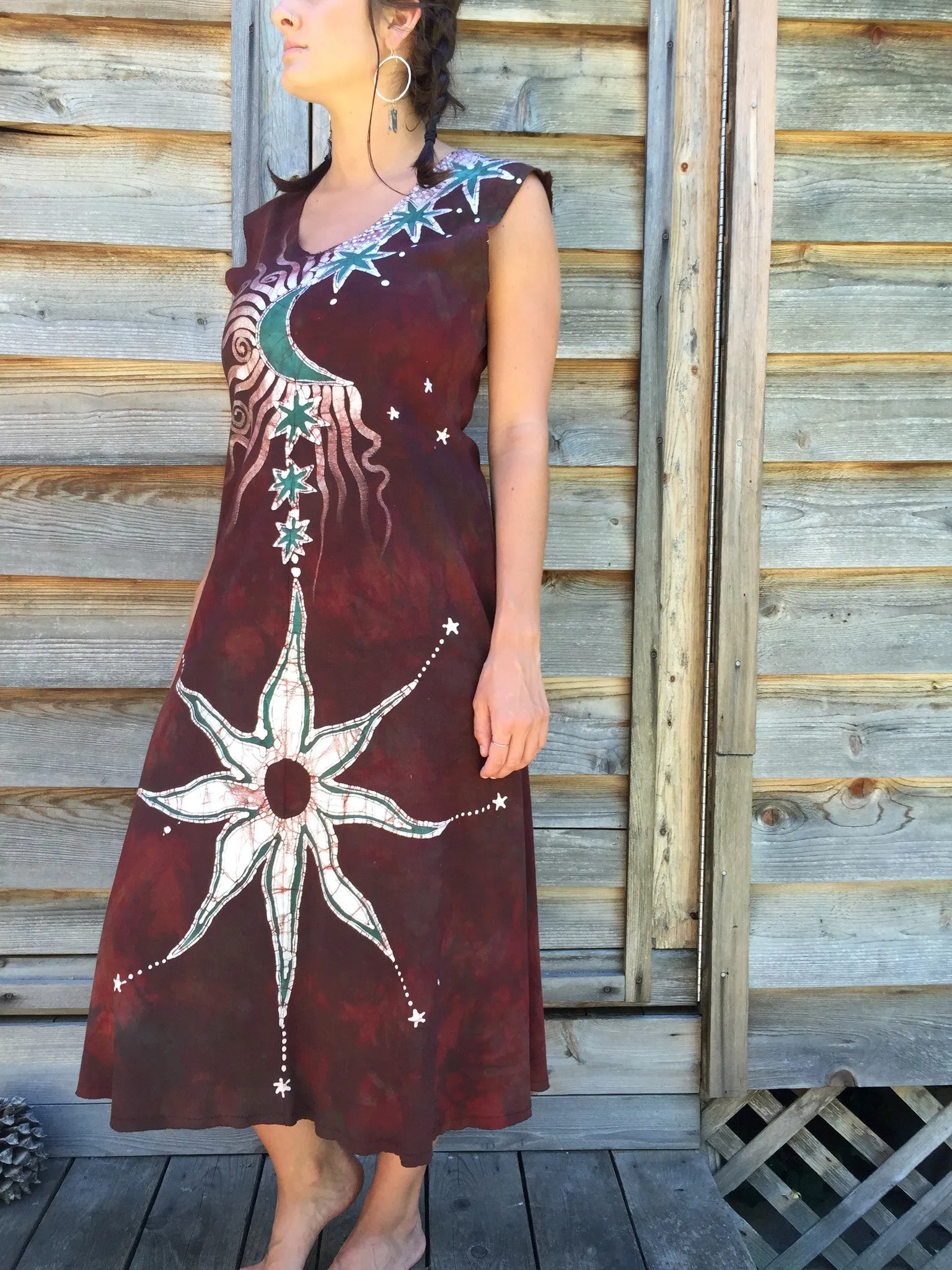 Red Earth Star Organic Cotton Batik Dress