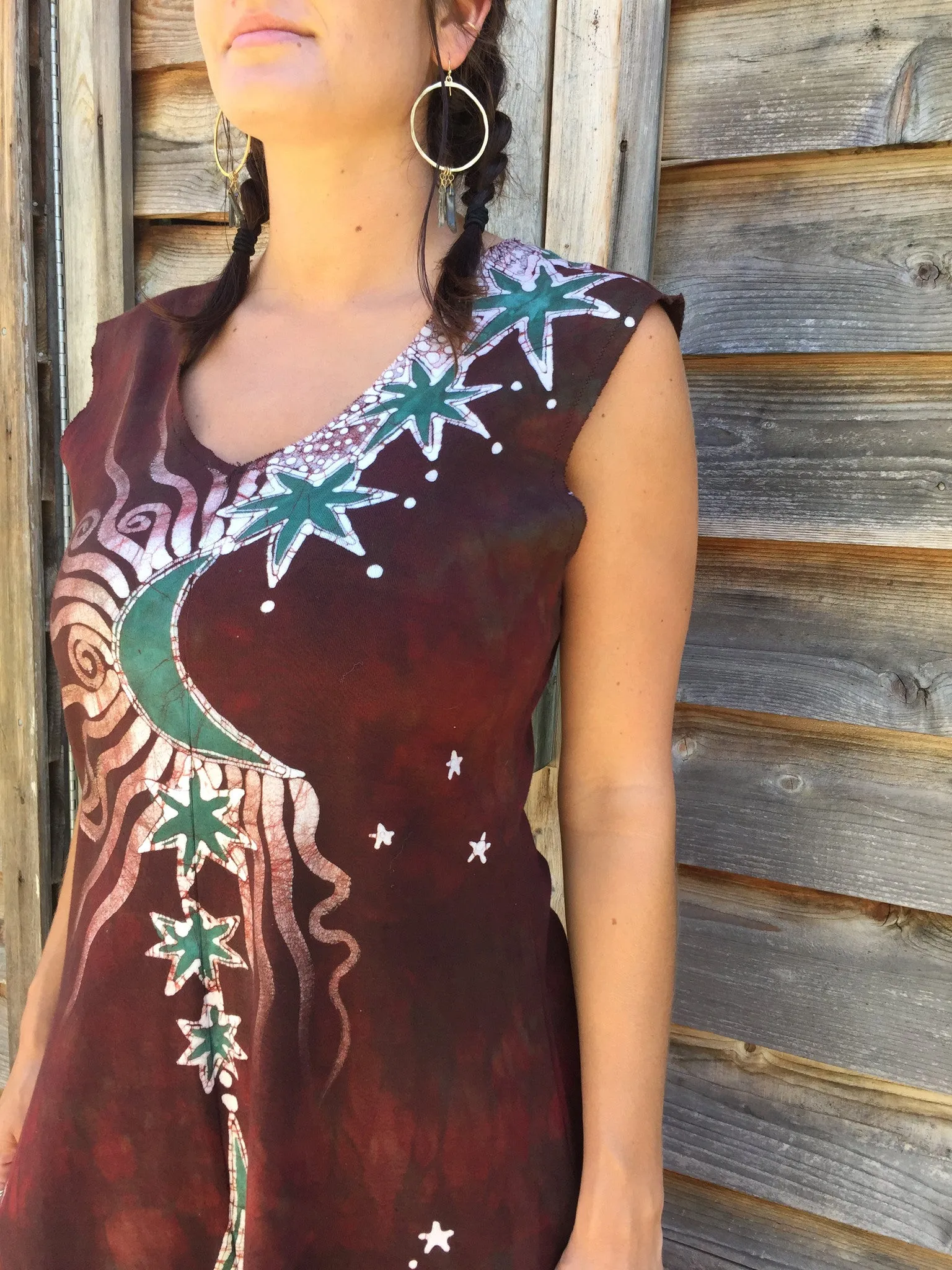 Red Earth Star Organic Cotton Batik Dress