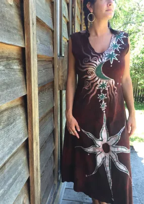 Red Earth Star Organic Cotton Batik Dress