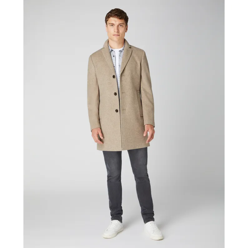 Remus Uomo Quinn Tailored Overcoat Taupe 90379