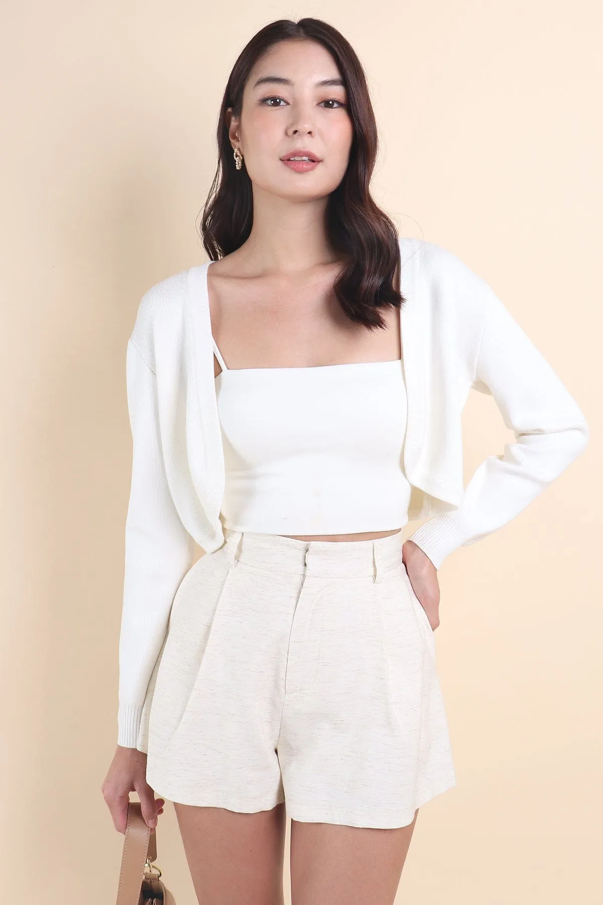 RESTOCKED** SIDNEY CROPPED CARDIGAN IN WHITE